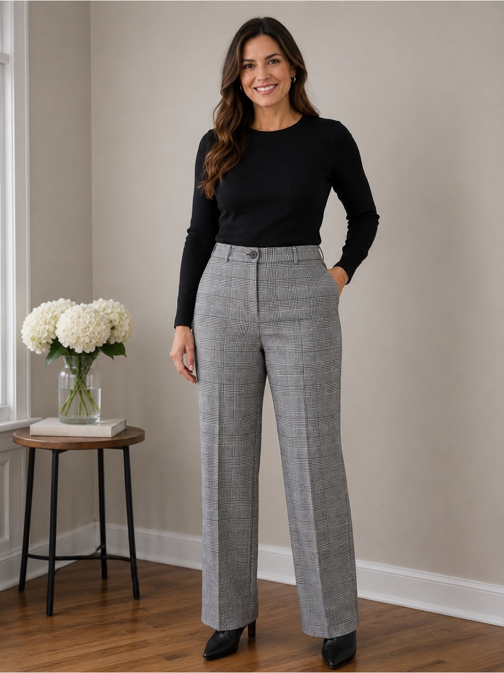 Talbots Wool Dress Pants Size 16W Career Office Work Trousers Houndstooth